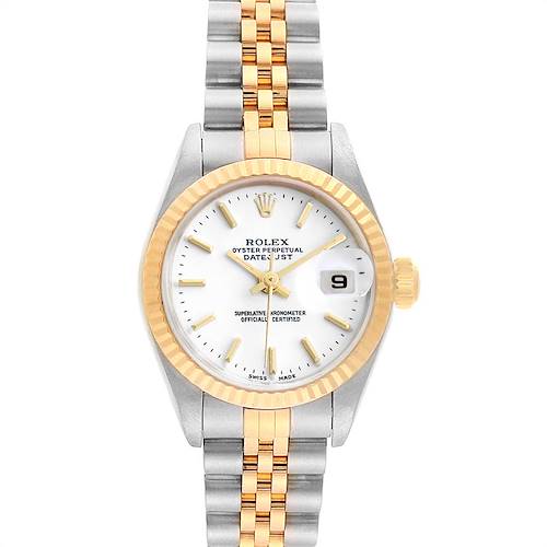 Photo of Rolex Datejust Steel Yellow Gold White Dial Ladies Watch 79173 Box Papers
