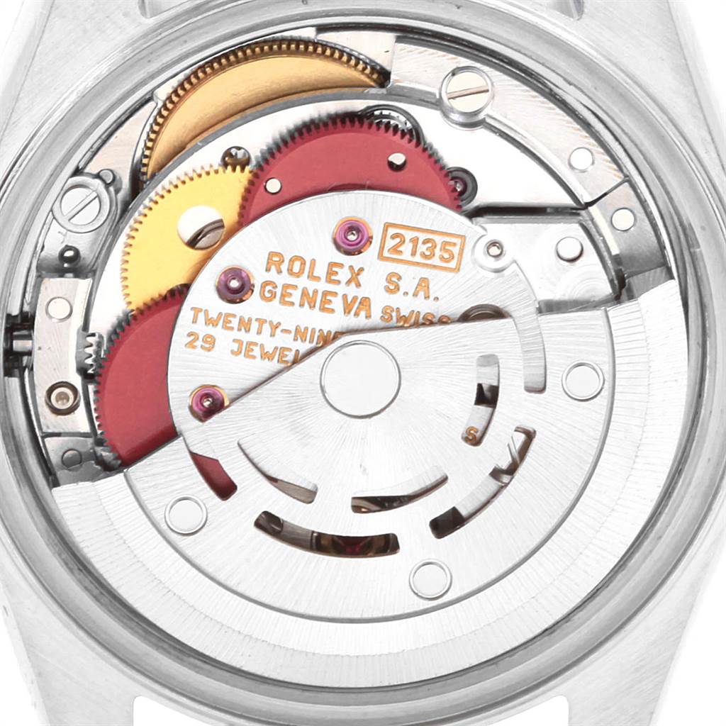 This image shows the movement mechanism of a Rolex Datejust 69174 Women's Stainless Steel Pink Dial 69174 Women's Stainless Steel Pink Dial watch, viewed from the back case angle.