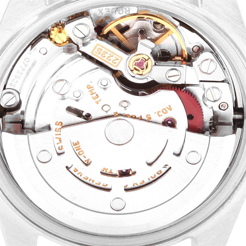 This image shows the movement from the back of a Rolex Datejust 79173 Women's Stainless Steel Champagne Dial 79173 Women's Stainless Steel Champagne Dial watch.