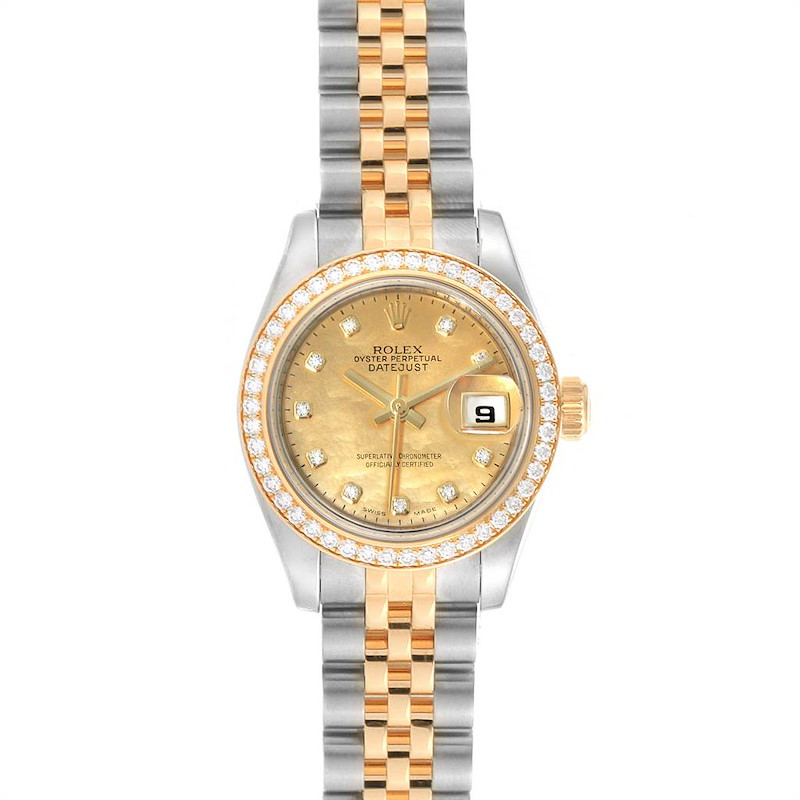 Rolex Datejust Steel Yellow Gold Diamond Goldust Dial Ladies Watch 179383 SwissWatchExpo