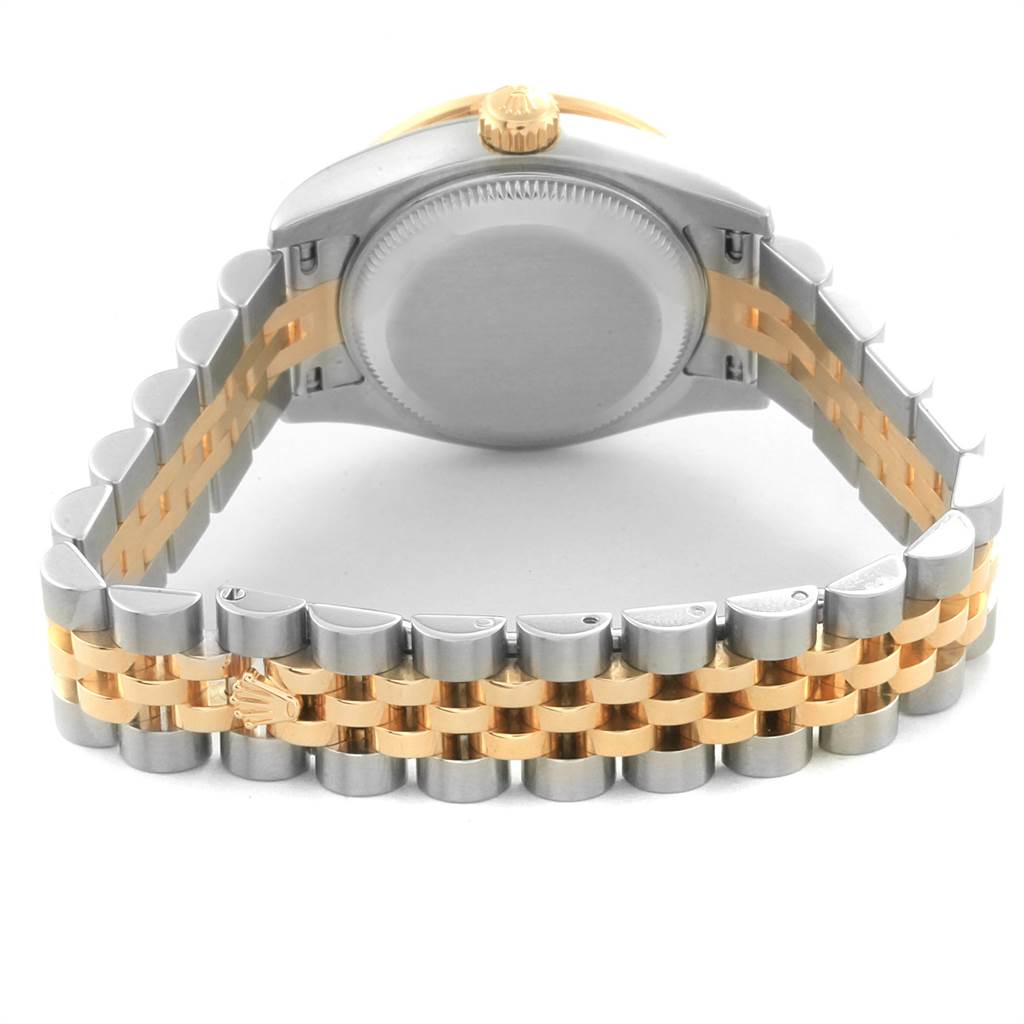 The image shows the backside and the bracelet of a Rolex Datejust 179383 Women's Steel and Gold (two tone) Champagne Dial 179383 Women's Steel and Gold (two tone) Champagne Dial watch.