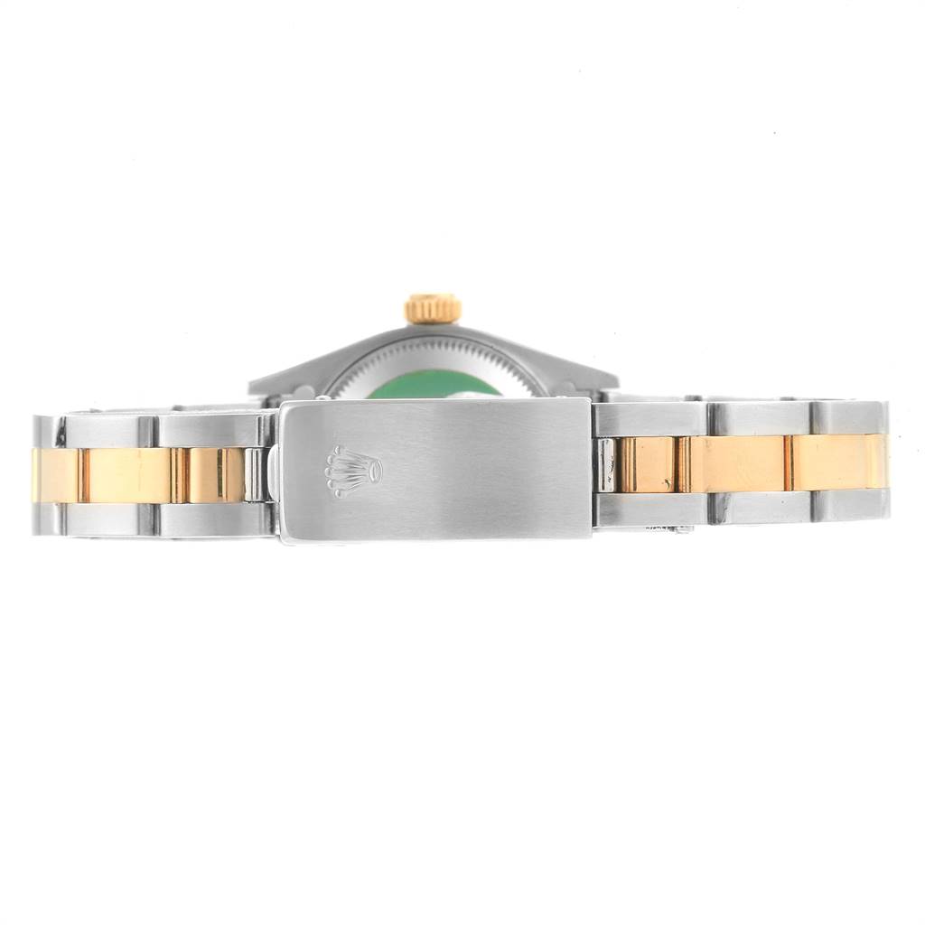 The image shows the clasp portion of a Rolex Datejust 69163 Women's Stainless Steel Grey Dial 69163 Women's Stainless Steel Grey Dial watch from the rear view.