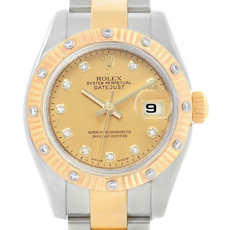 Rolex Datejust Steel Yellow Gold Diamond Ladies Watch 179313 SwissWatchExpo