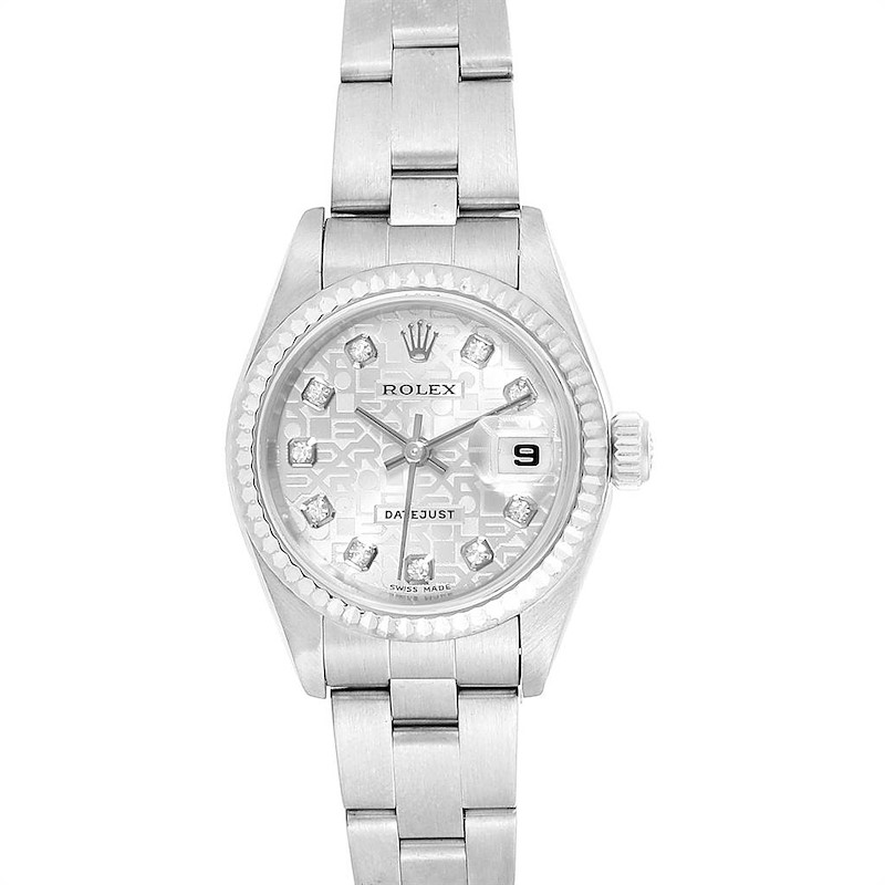 Rolex Datejust 26 Steel White Gold Diamond Dial Ladies Watch 79174 SwissWatchExpo