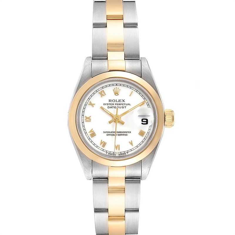 Rolex Datejust Steel Yellow Gold White Dial Domed Bezel Ladies Watch 69163 SwissWatchExpo