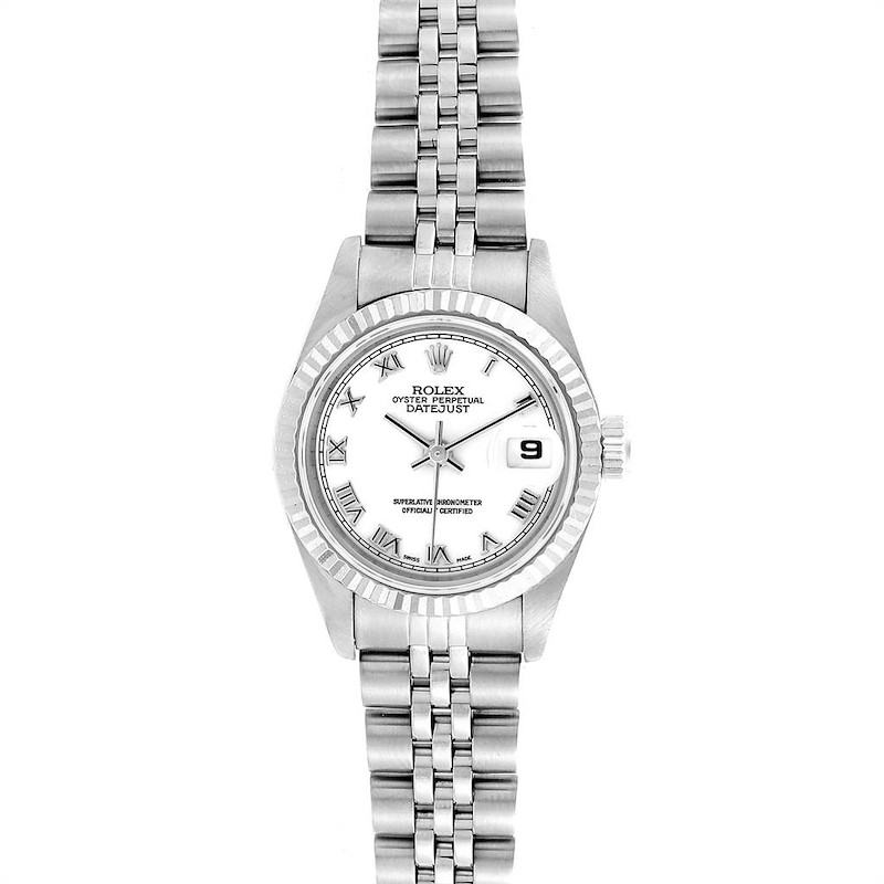 Rolex Datejust 26 Steel White Gold Roman Dial Ladies Watch 79174 SwissWatchExpo