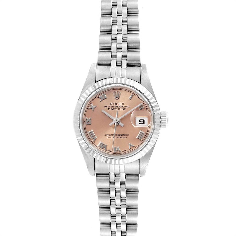 Rolex Datejust Steel White Gold Salmon Dial Ladies Watch 79174 Box Papers SwissWatchExpo