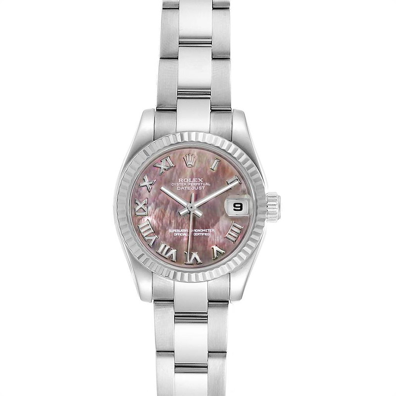 Rolex Datejust 26 Steel White Gold Mother of Pearl Ladies Watch 179174 SwissWatchExpo