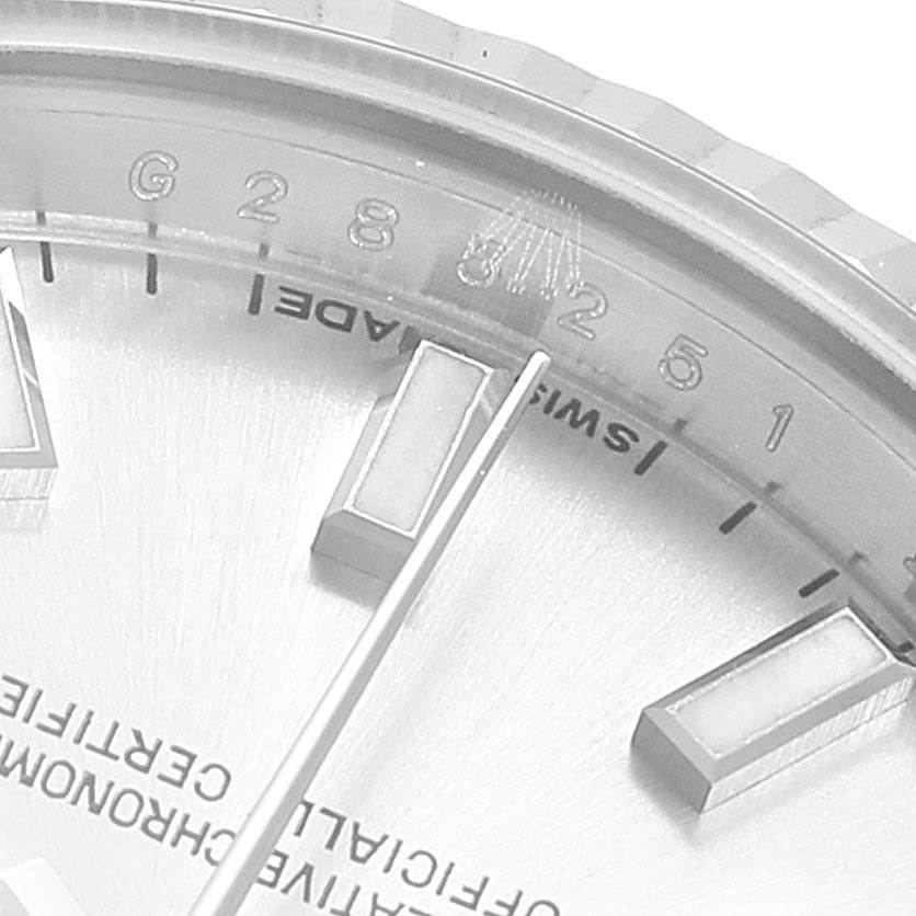 The image shows a close-up view of the dial and hour markers of a Rolex Datejust 179174 Women
s Stainless Steel Silver Dial 179174 Women
s Stainless Steel Silver Dial watch.