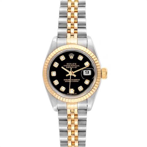 Photo of Rolex Datejust Steel Yellow Gold Black Diamond Dial Ladies Watch 79173