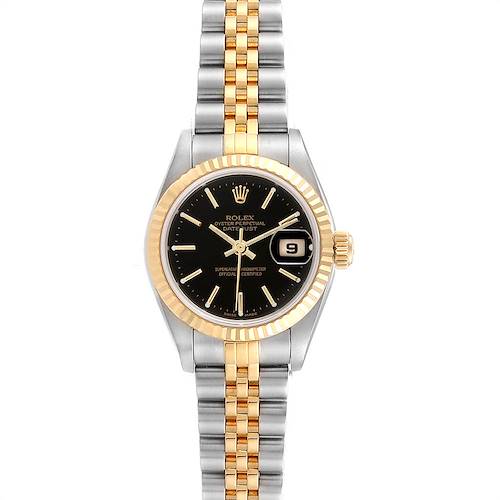 Photo of Rolex Datejust Steel Yellow Gold Black Dial Ladies Watch 79173 Box Papers