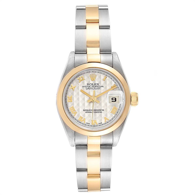 Rolex Datejust Steel Yellow Gold Pyramid Dial Ladies Watch 69163 Box Papers SwissWatchExpo