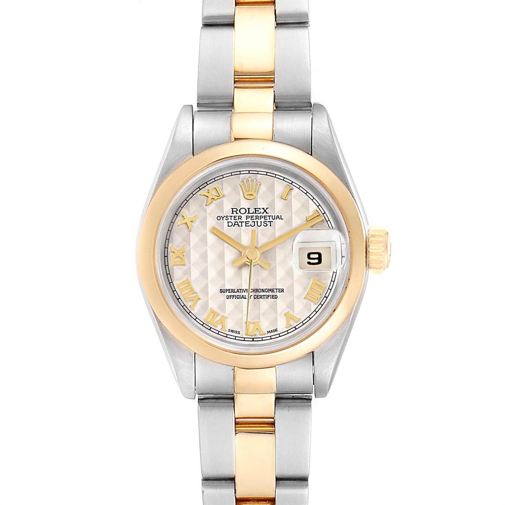 Rolex Datejust Steel Yellow Gold Pyramid Dial Ladies Watch 69163 Box ...