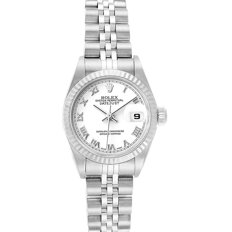 Rolex Datejust 26 Steel White Gold Roman Dial Ladies Watch 79174 SwissWatchExpo