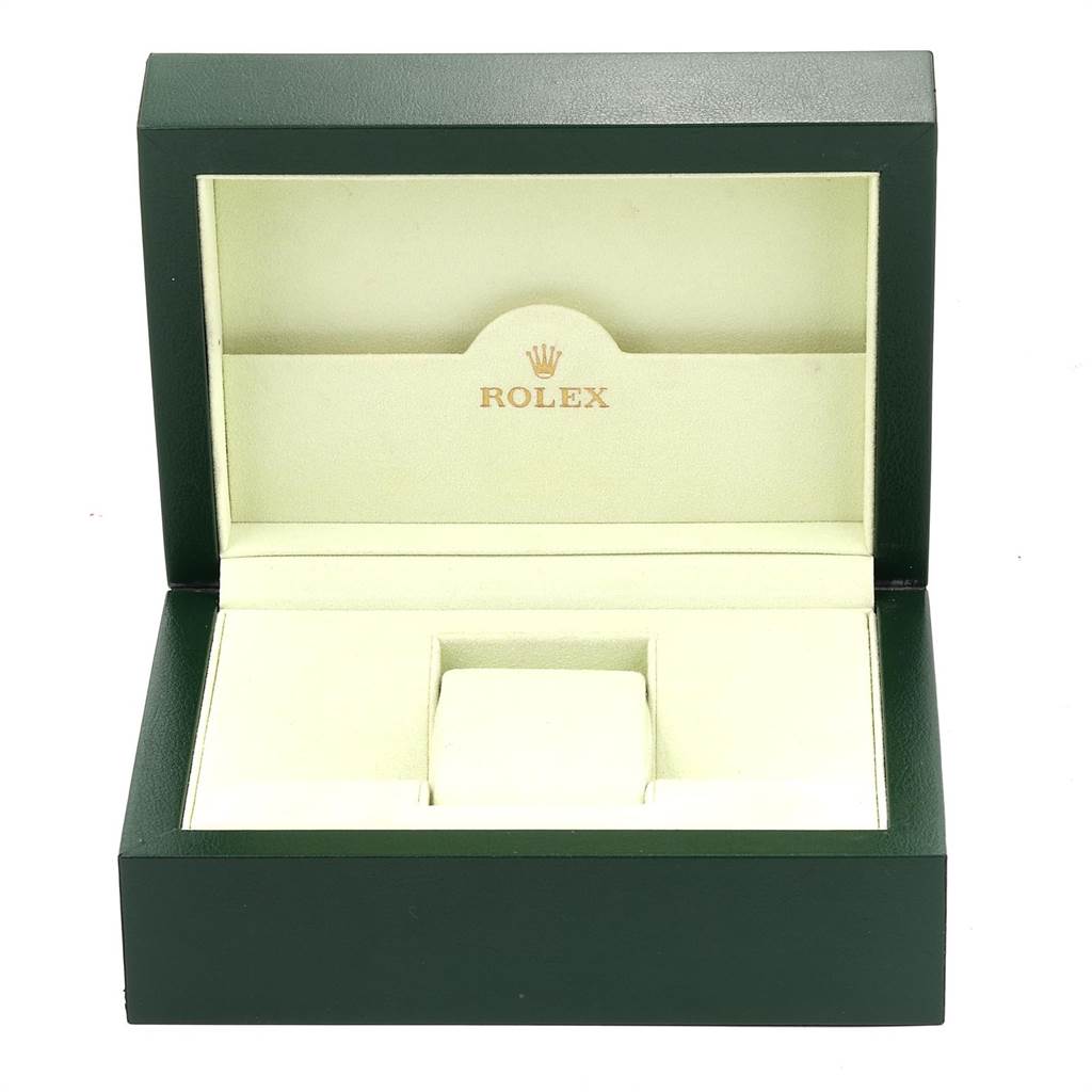 This is an open box for a Rolex Datejust 179174 Women
s Stainless Steel White Dial 179174 Women
s Stainless Steel White Dial watch, showing the inner compartment and cushion.