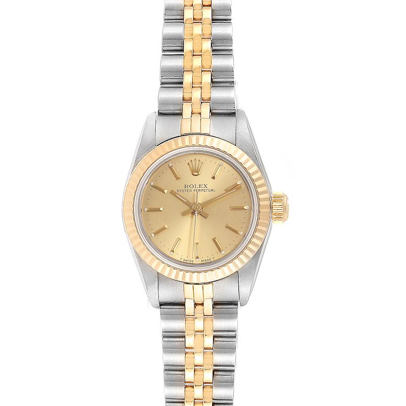 Rolex Oyster Perpetual Steel Yellow Gold Ladies Watch 67193 Box Papers SwissWatchExpo