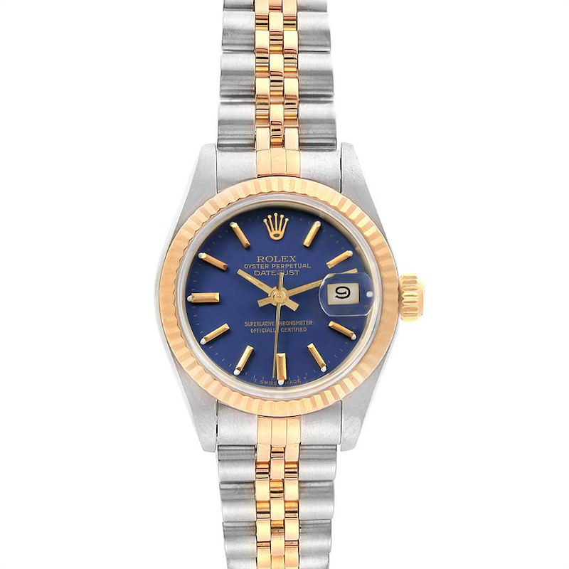 Rolex Datejust 26 Steel Yellow Gold Blue Dial Ladies Watch 69173 SwissWatchExpo