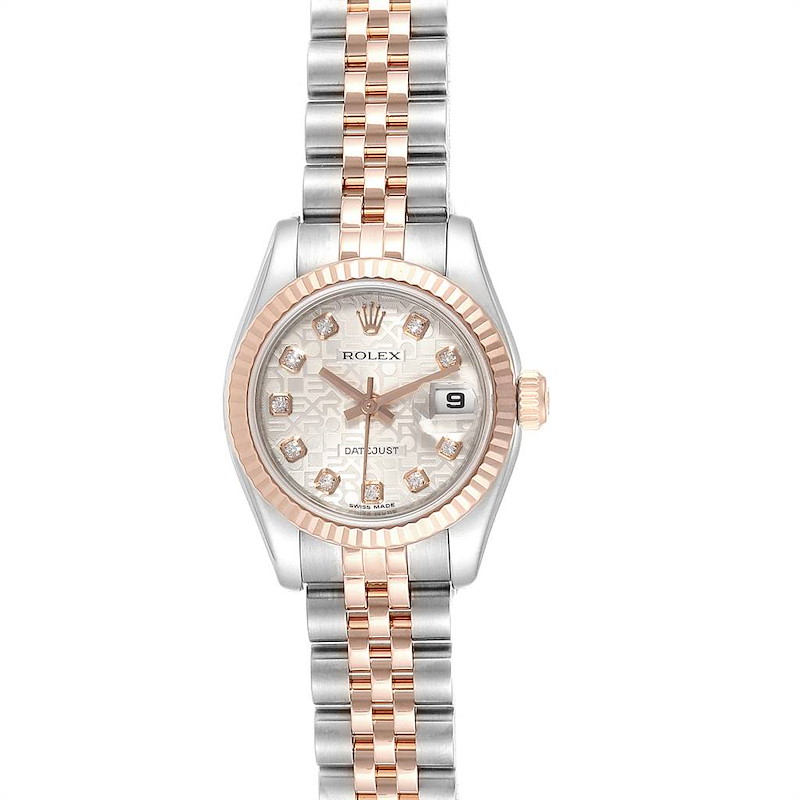 Rolex Datejust 26 Steel EveRose Gold Diamond Ladies Watch 179171 SwissWatchExpo
