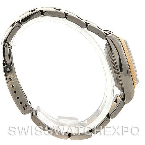 The image shows a side view of the Rolex Datejust 69173 Women's Stainless Steel  69173 Women's Stainless Steel  watch, detailing the side of the case, bracelet, clasp, and crown.