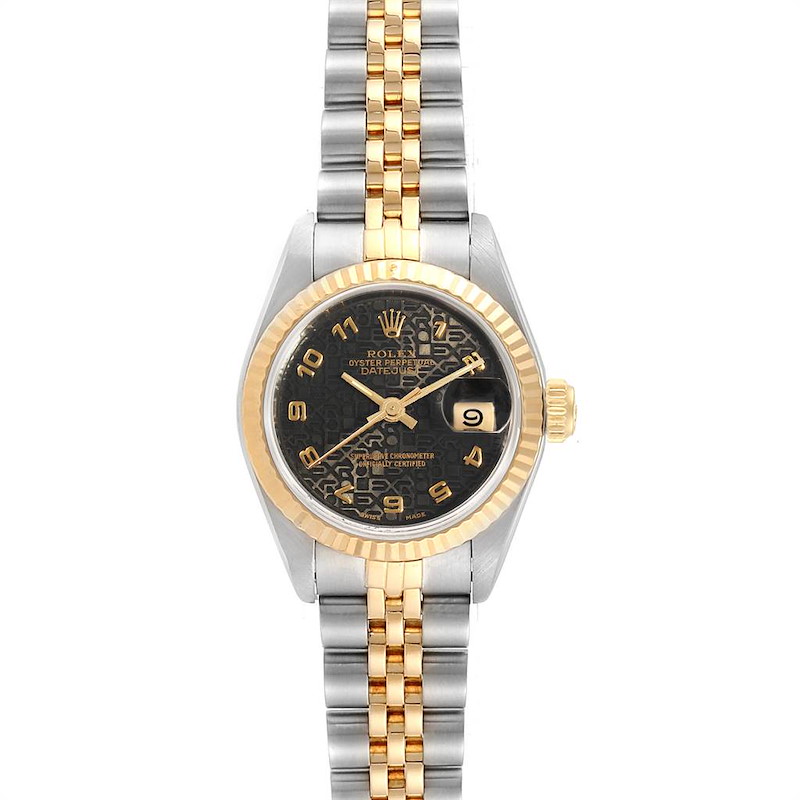 Rolex Datejust Steel Yellow Gold Black Anniversary Dial Ladies Watch 69173 SwissWatchExpo