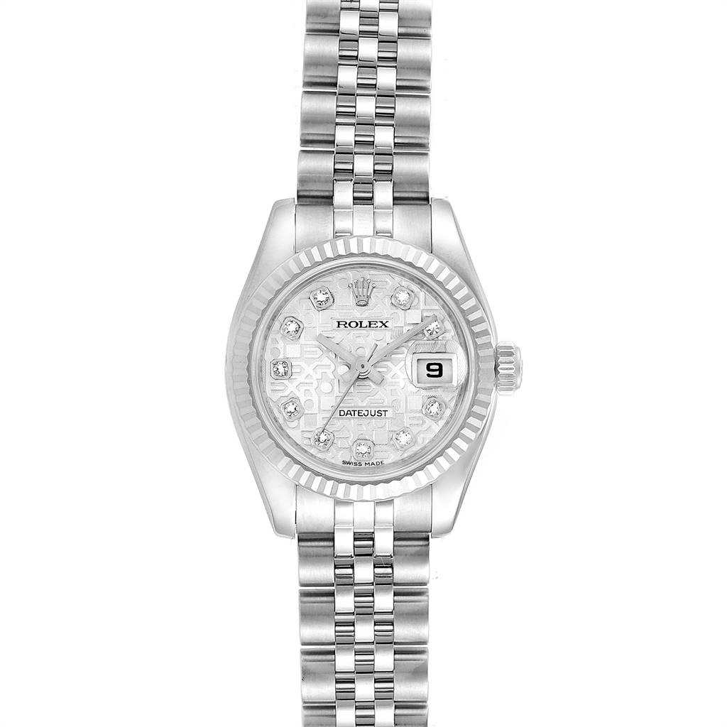 Rolex Datejust Steel White Gold Diamond Dial Ladies Watch 179174 ...