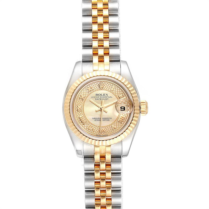 Rolex Datejust Ladies Steel Yellow Gold Mother of Pearl Watch 179173 Unworn SwissWatchExpo