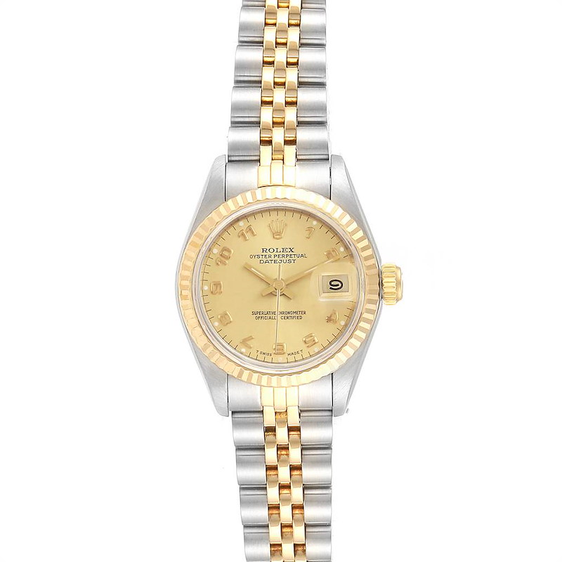 Rolex Datejust 26 Steel Yellow Gold Fluted Bezel Ladies Watch 69173 SwissWatchExpo