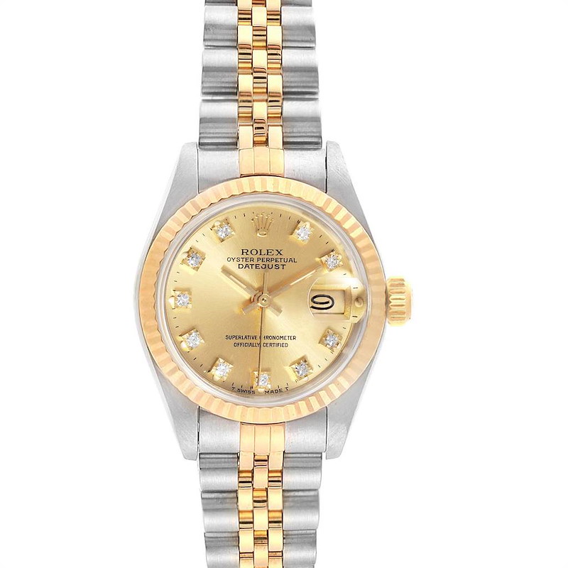 Rolex Datejust 26 Steel Yellow Gold Diamond Ladies Watch 69173 SwissWatchExpo