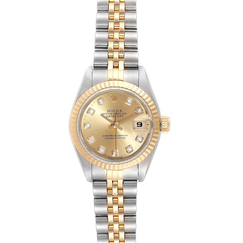 Rolex Datejust 26 Steel Yellow Gold Diamond Ladies Watch 69173 SwissWatchExpo