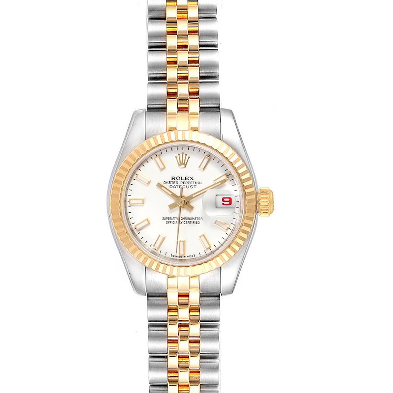 Rolex Datejust 26 Steel Yellow Gold White Dial Ladies Watch 179173 SwissWatchExpo