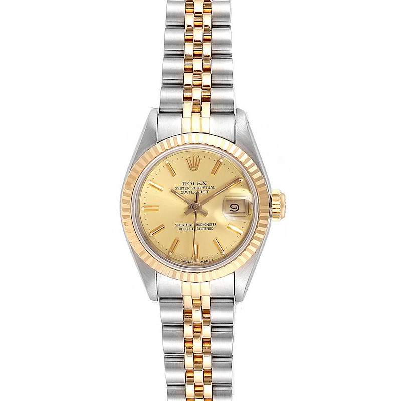 Rolex Datejust Steel Yellow Gold Fluted Bezel Ladies Ladies Watch 69173 SwissWatchExpo