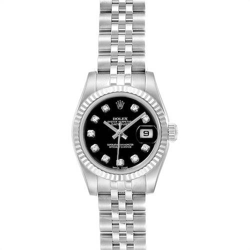 Photo of Rolex Datejust Steel White Gold Black Diamond Dial Ladies Watch 179174