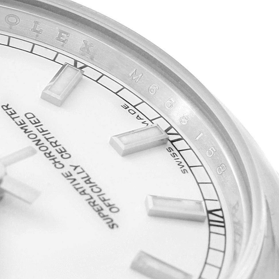 The image shows a close-up of the dial and bezel of a Rolex Datejust 179160 Women's Stainless Steel White Dial 179160 Women's Stainless Steel White Dial watch.