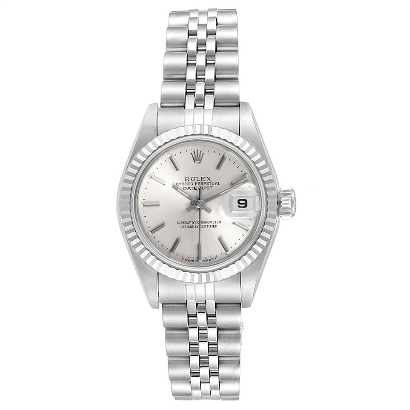 Rolex Datejust 26mm Steel White Gold Silver Dial Ladies Watch 69174 SwissWatchExpo