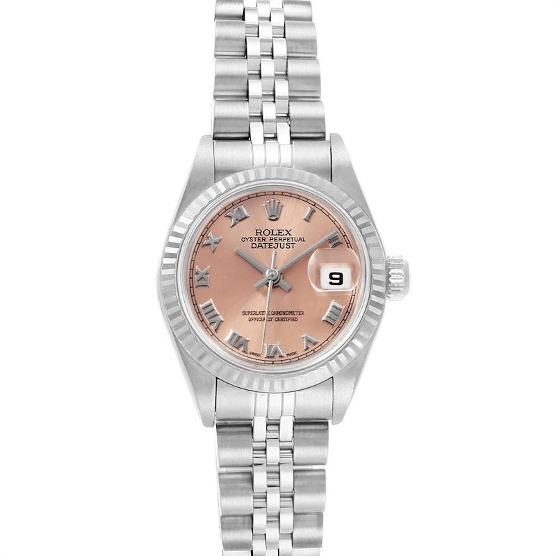 Rolex Datejust 26 Steel White Gold Salmon Dial Ladies Watch 69174 SwissWatchExpo