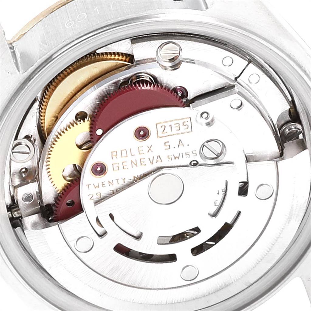 This image shows the inner mechanical movement of a Rolex Datejust 69173 Women's Stainless Steel Beige Dial 69173 Women's Stainless Steel Beige Dial watch, viewed from the back.