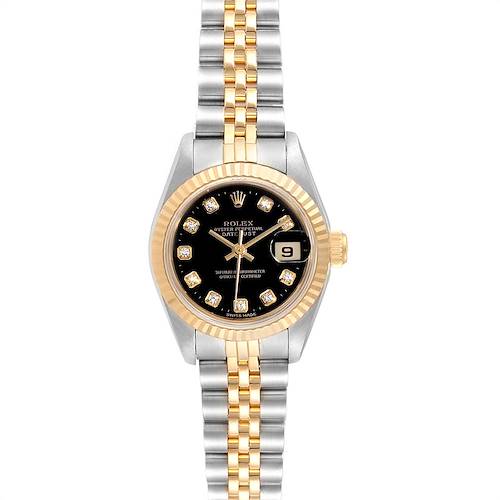 Photo of Rolex Datejust Steel Yellow Gold Black Diamond Dial Ladies Watch 69173