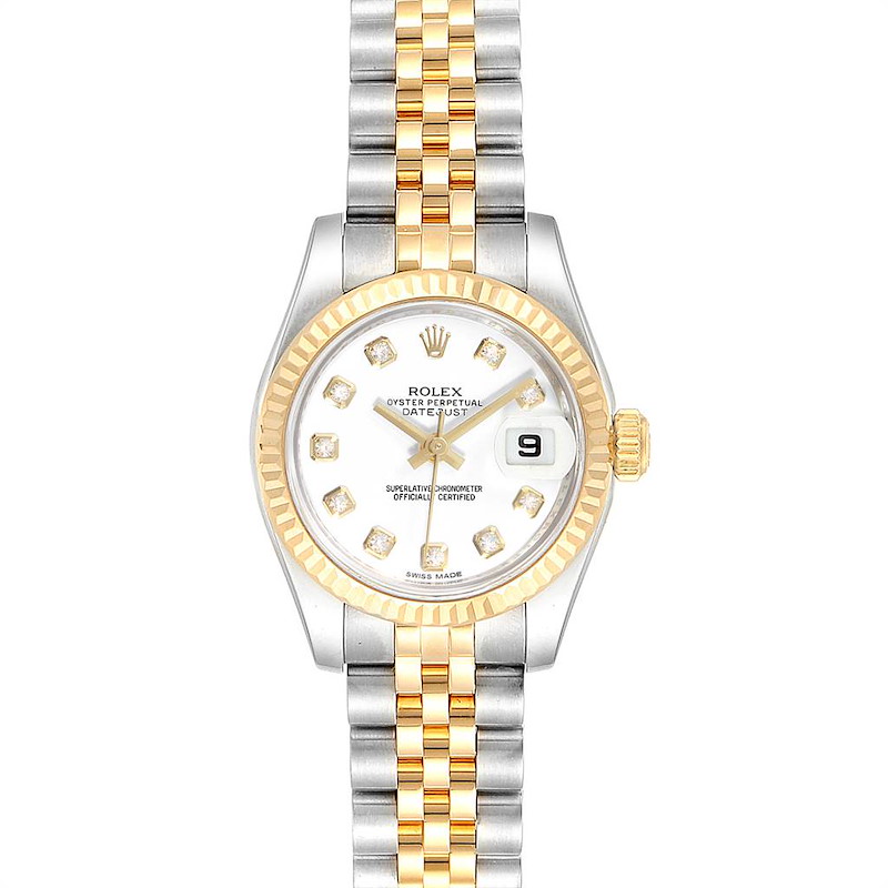 Rolex Datejust Steel Yellow Gold Diamond Ladies Watch 179173 Box Card SwissWatchExpo