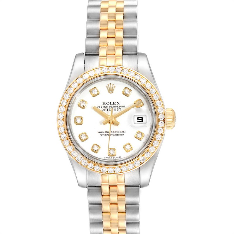 Rolex Datejust 26 Steel Yellow Gold Diamond Ladies Watch 179383 Box Card SwissWatchExpo