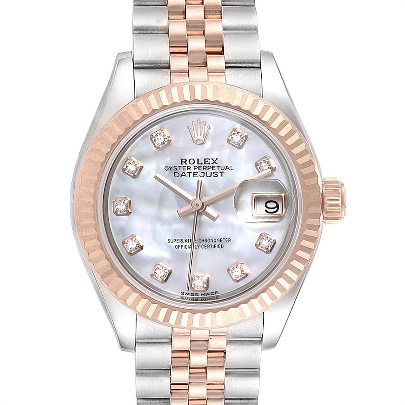 Rolex Datejust Steel Rose Gold MOP Diamond Ladies Watch 279171 Unworn SwissWatchExpo