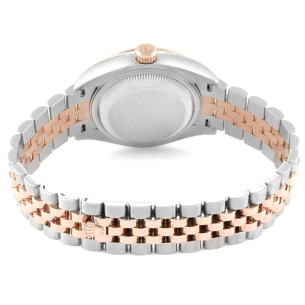 This image shows the back view of a Rolex Datejust 279171 Women's Steel and Gold (two tone) Mother of Pearl Dial 279171 Women's Steel and Gold (two tone) Mother of Pearl Dial watch, highlighting the case back and two-tone bracelet.