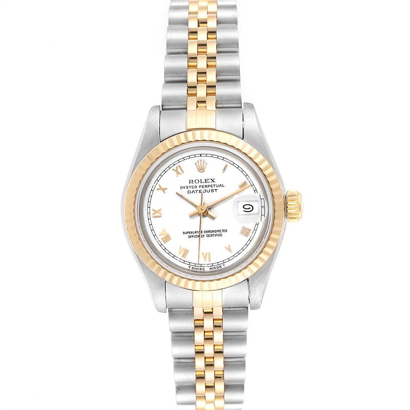 Rolex Datejust Steel Yellow Gold White Dial Ladies Watch 69173 Box Papers SwissWatchExpo