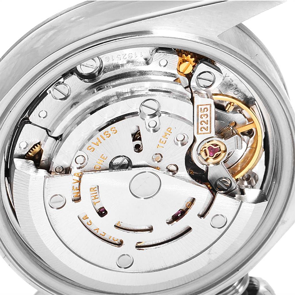 This image shows a close-up view of the movement and internal mechanism of a Rolex Datejust 79174 Women
s Stainless Steel White Dial 79174 Women
s Stainless Steel White Dial watch.