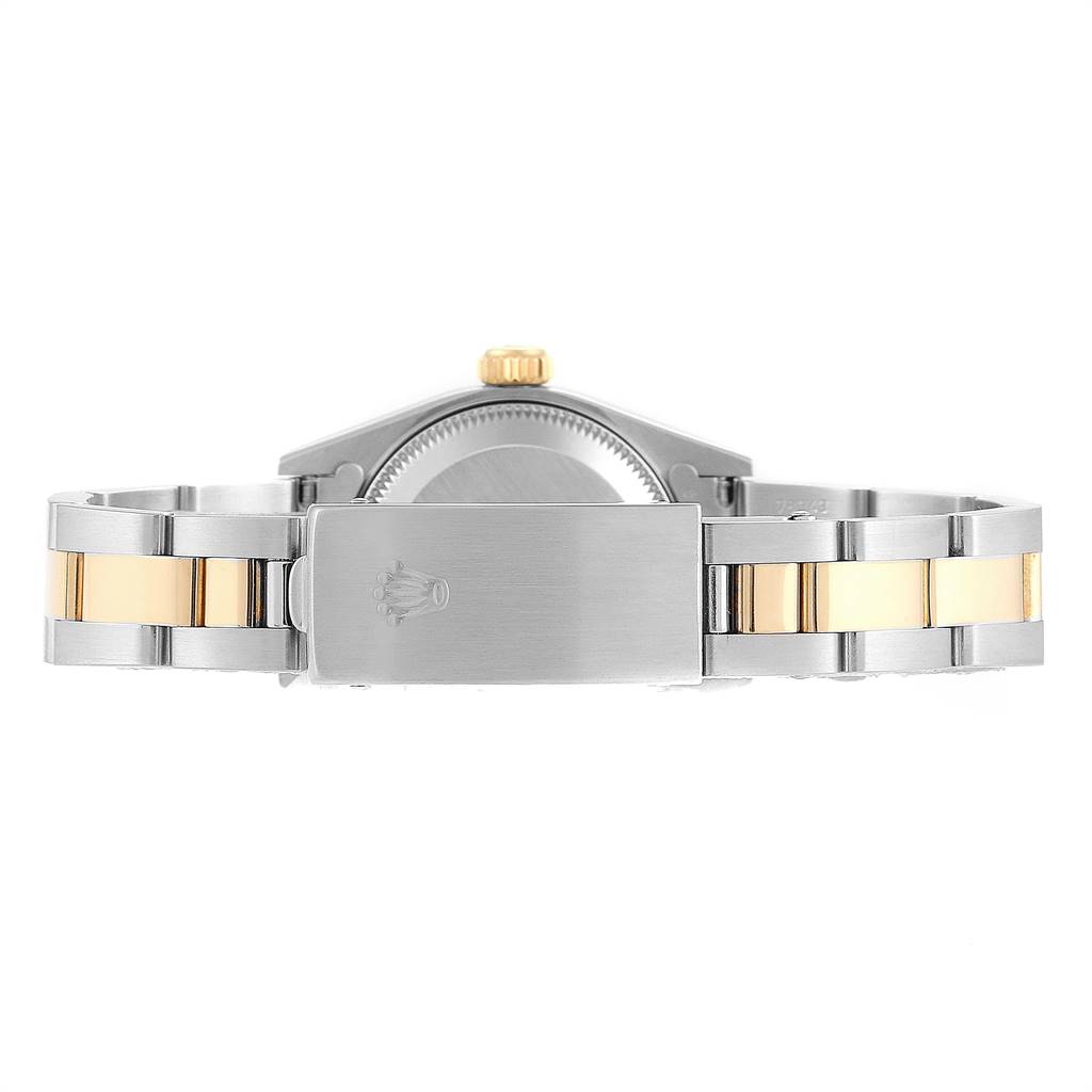 The image shows the clasp and part of the bracelet of the Rolex Datejust 69163 Women's Stainless Steel Grey Dial 69163 Women's Stainless Steel Grey Dial watch from a rear angle.