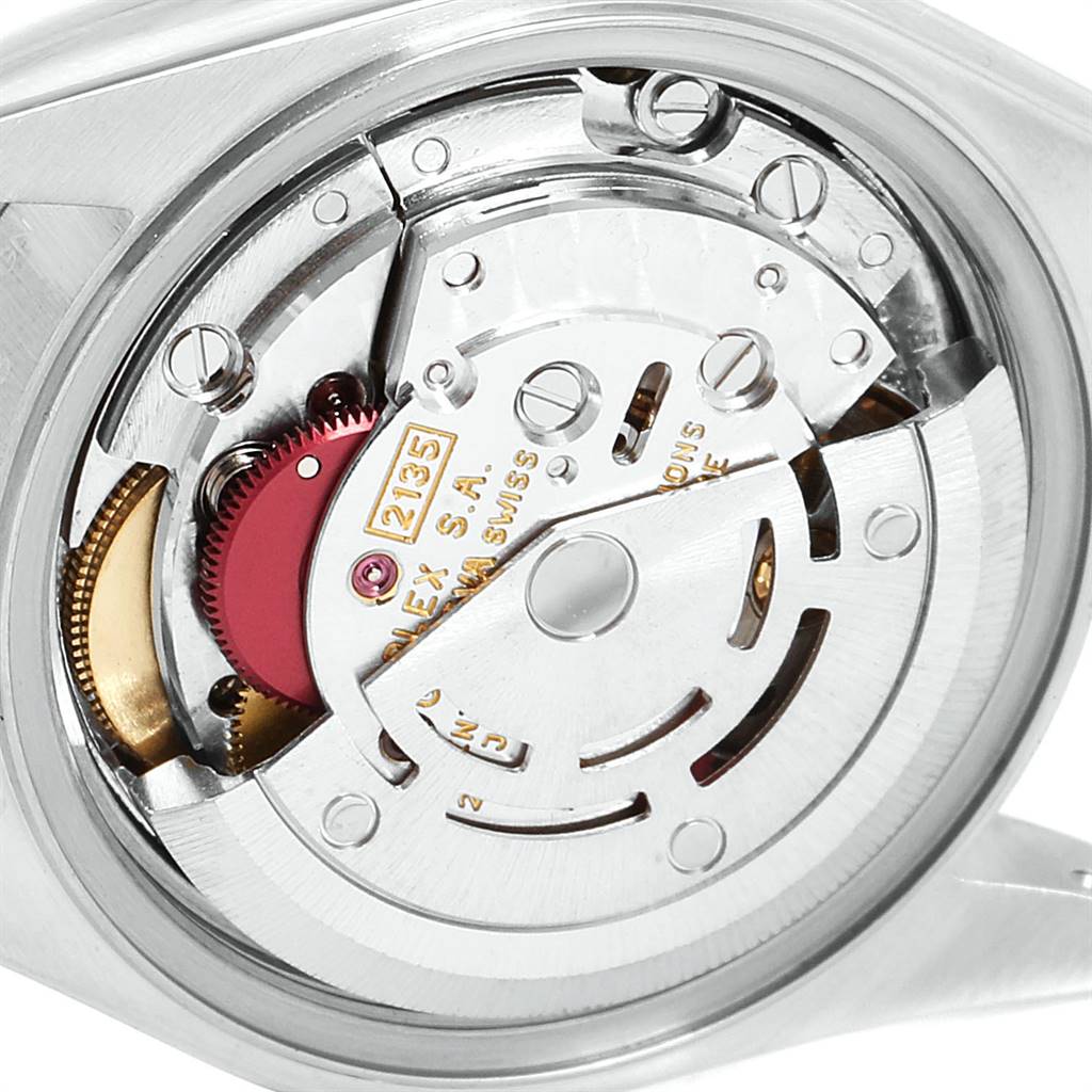 This image shows the intricate inner mechanism of a Rolex Datejust 69173 Women's Stainless Steel Champagne Dial 69173 Women's Stainless Steel Champagne Dial watch from the back.