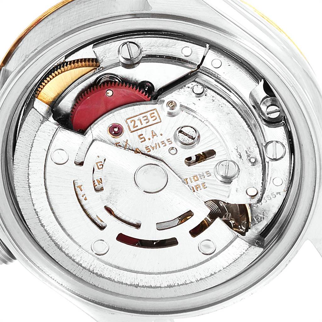 This image shows the internal mechanism of a Rolex Datejust 69173 Women's Stainless Steel Champagne Dial 69173 Women's Stainless Steel Champagne Dial watch, viewed from the back.