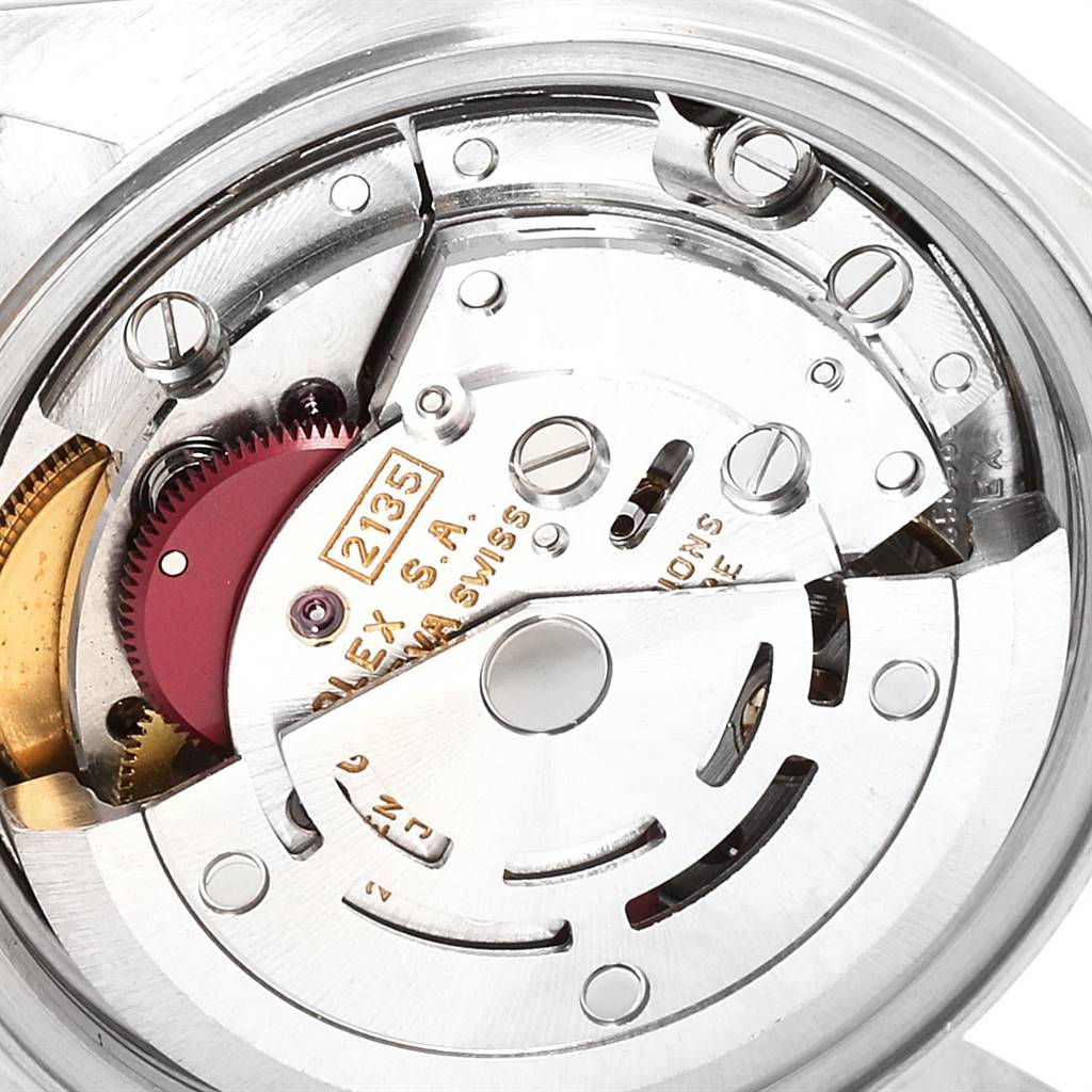 This is a close-up view of the Rolex Datejust 69173 Women's Stainless Steel Beige Dial 69173 Women's Stainless Steel Beige Dial's movement mechanism.