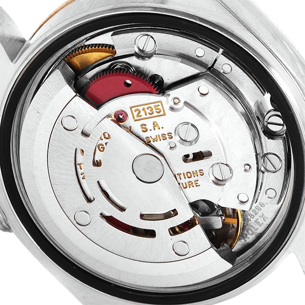 The image shows the movement and internal mechanism of a Rolex Datejust 69173 Women's Stainless Steel Silver Dial 69173 Women's Stainless Steel Silver Dial watch, viewed from the back.