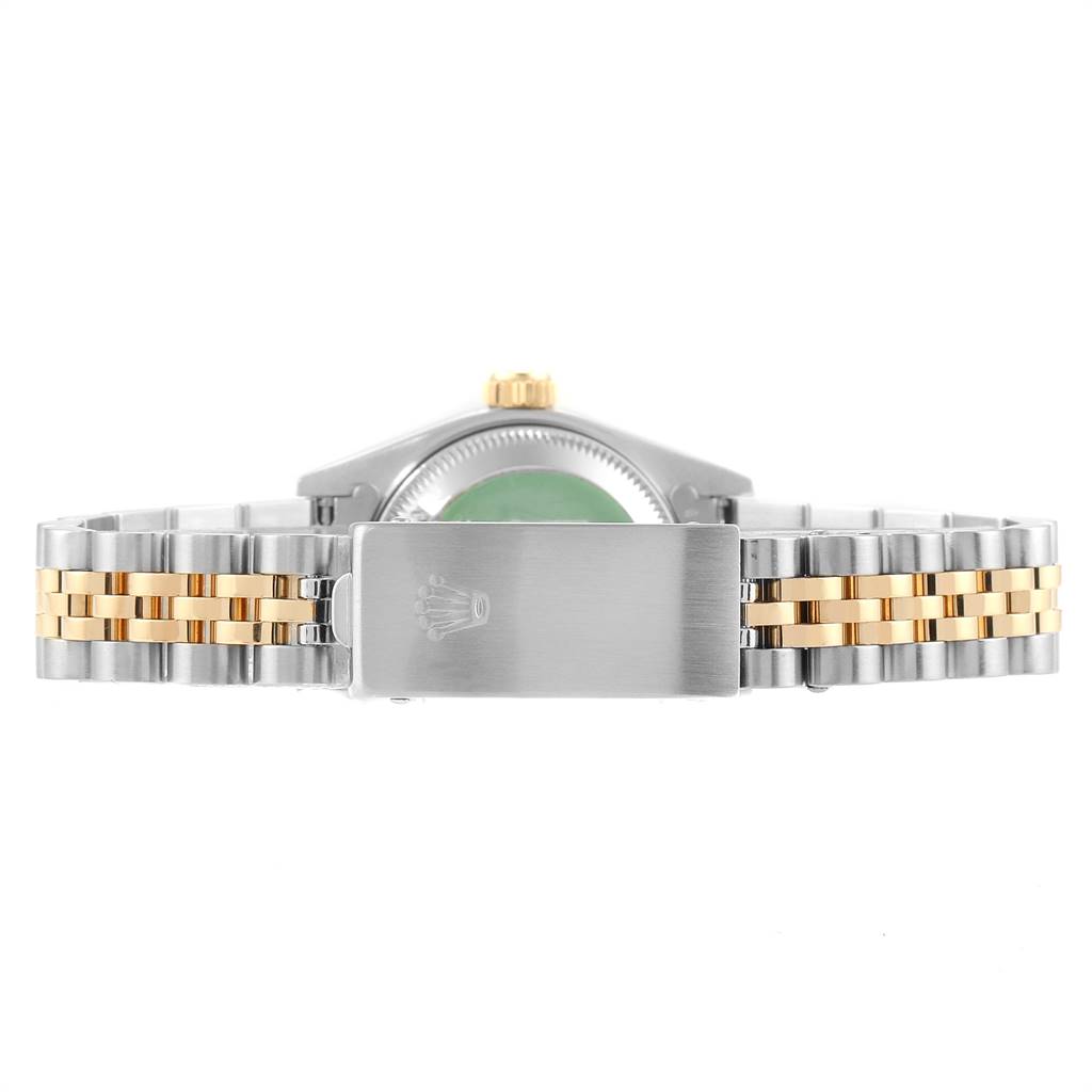 The image shows the clasp and part of the bracelet of a Rolex Datejust 69173 Women's Stainless Steel White Dial 69173 Women's Stainless Steel White Dial watch, viewed from the back.
