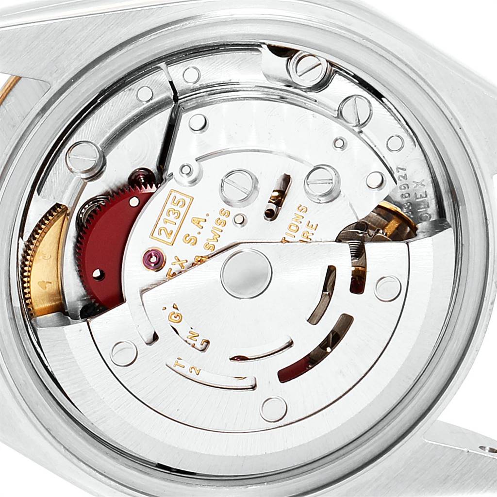 This image shows the movement mechanism of a Rolex Datejust 69173 Women
s Stainless Steel Silver Dial 69173 Women
s Stainless Steel Silver Dial watch from a close-up, rear angle.